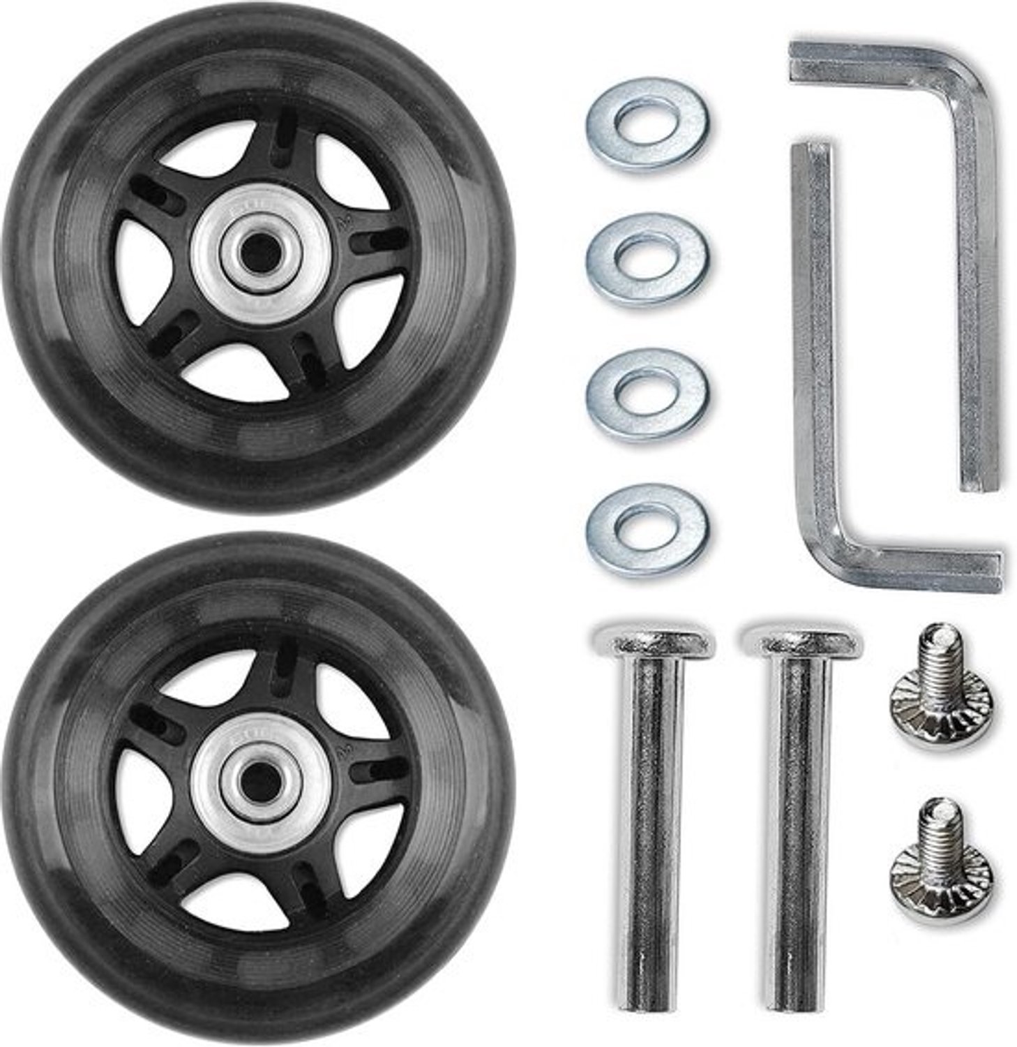 Bagagekofferwielen - Vervangende wielenset voor reparatie - Koffer herstellen - Slijtvaste dubbele lagers - 80 mm - Zwart