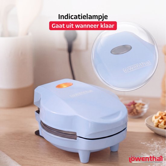 2-in-1 Wafel- en Pannenkoekenmaker - Wafelijzer met Verwisselbare Platen - Pannenkoeken Maker met Koudgrepen - Mini Wafelmaker met Anti Aanbaklaag - Pancake Maker - Uitneembare Platen - Waffle Maker - Wafelmachine - Waffle Iron - Blauw - Löwenthal — afbeelding 4