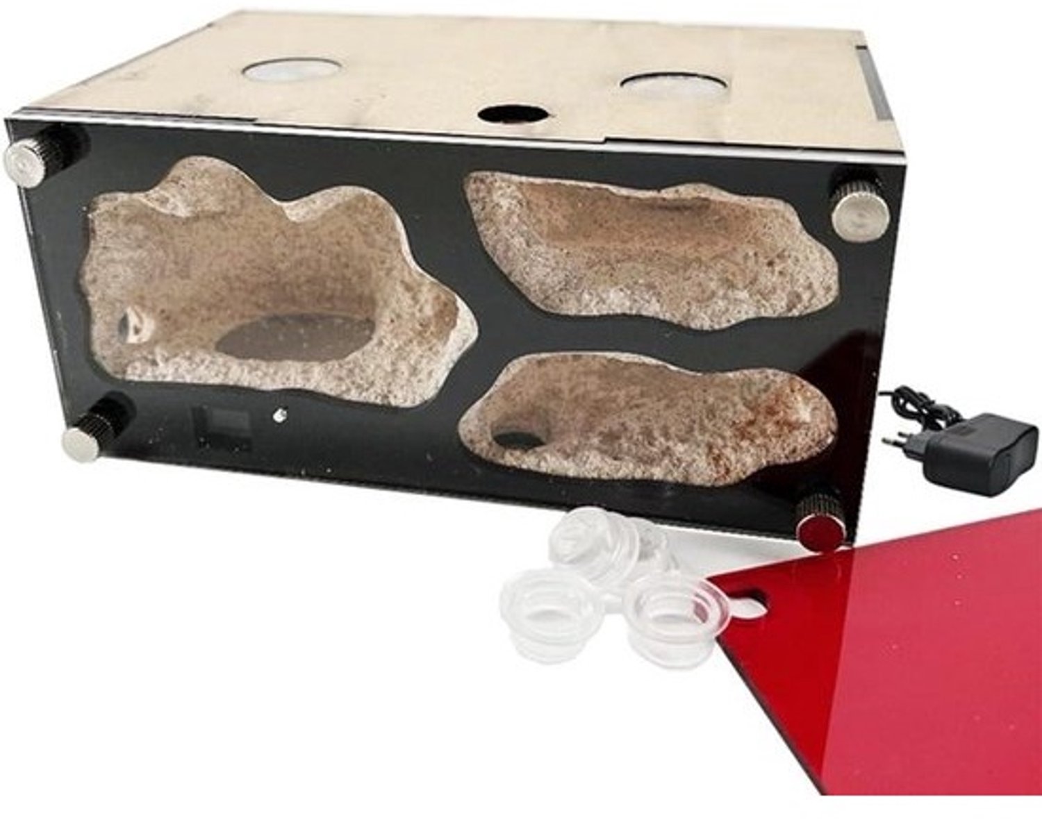 Mierenboerderij Nest - Mierenverblijf - Mieren observeren - Automatische verwarming - 18 x 12 x 10 cm - Zwart