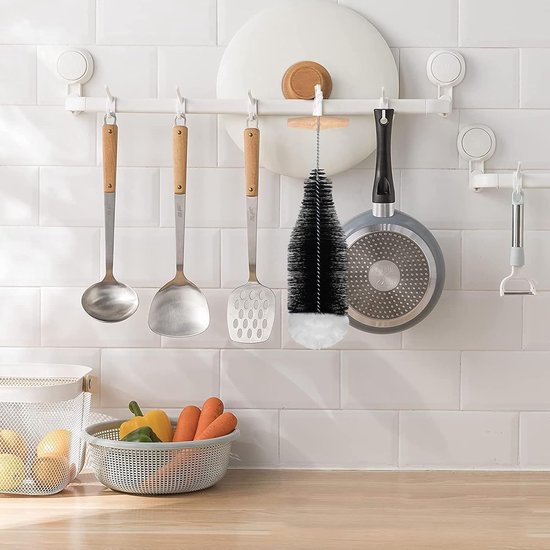2 Stuks Flessenborstel - geschikt voor SodaStream Crystal glazen flessen - reiniging soda reinigingsborstel - universele flessenreiniger borstel - voor glazen karaf drinkflessen frisdrankflessen - zwart — afbeelding 2