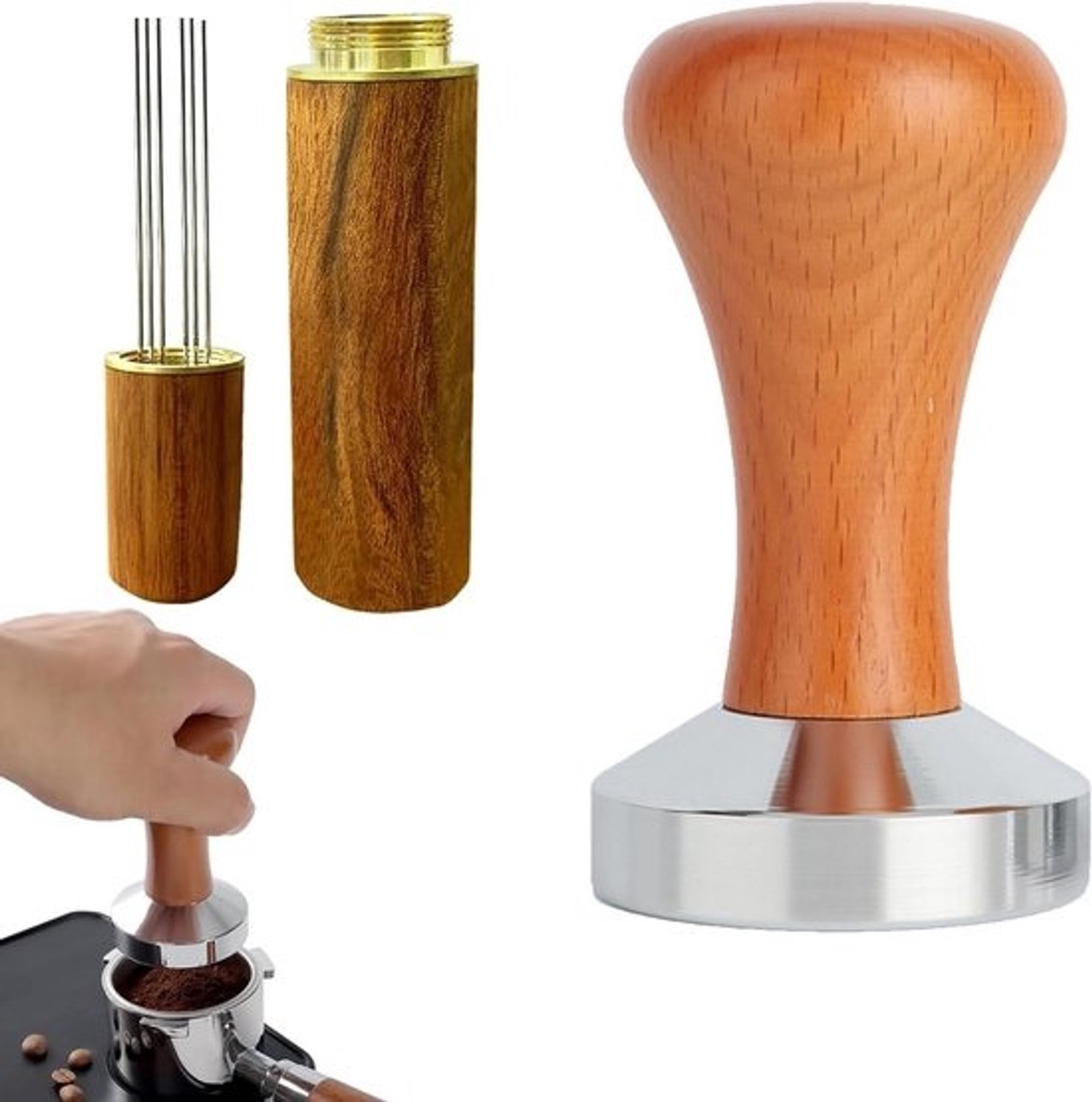 Koffietamper - Espressostamper - Voor espresso - Roestvrij staal - 8.9 cm - Zilver