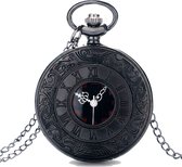 WiseGoods Zakhorloge met Ketting - Vintage Steampunk Klok Hanger - Retro Horloge Sieraad - Cadeau Tip - Zwart