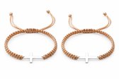 VANDAAG VERZONDEN - Armbanden - 2 STUKS - Kruis - Christelijk - Handmade - Koper/ Goud - Vriendschap