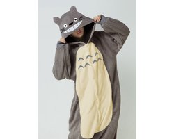 KIMU® Onesie Totoro Grijze Muis Pak - Maat L-XL - Jumpsuit Huispak Kigurumi Rat Kostuum Grijs Volwassenen Dames Heren Pyjama Overall Fleece Muizenpak Halloween