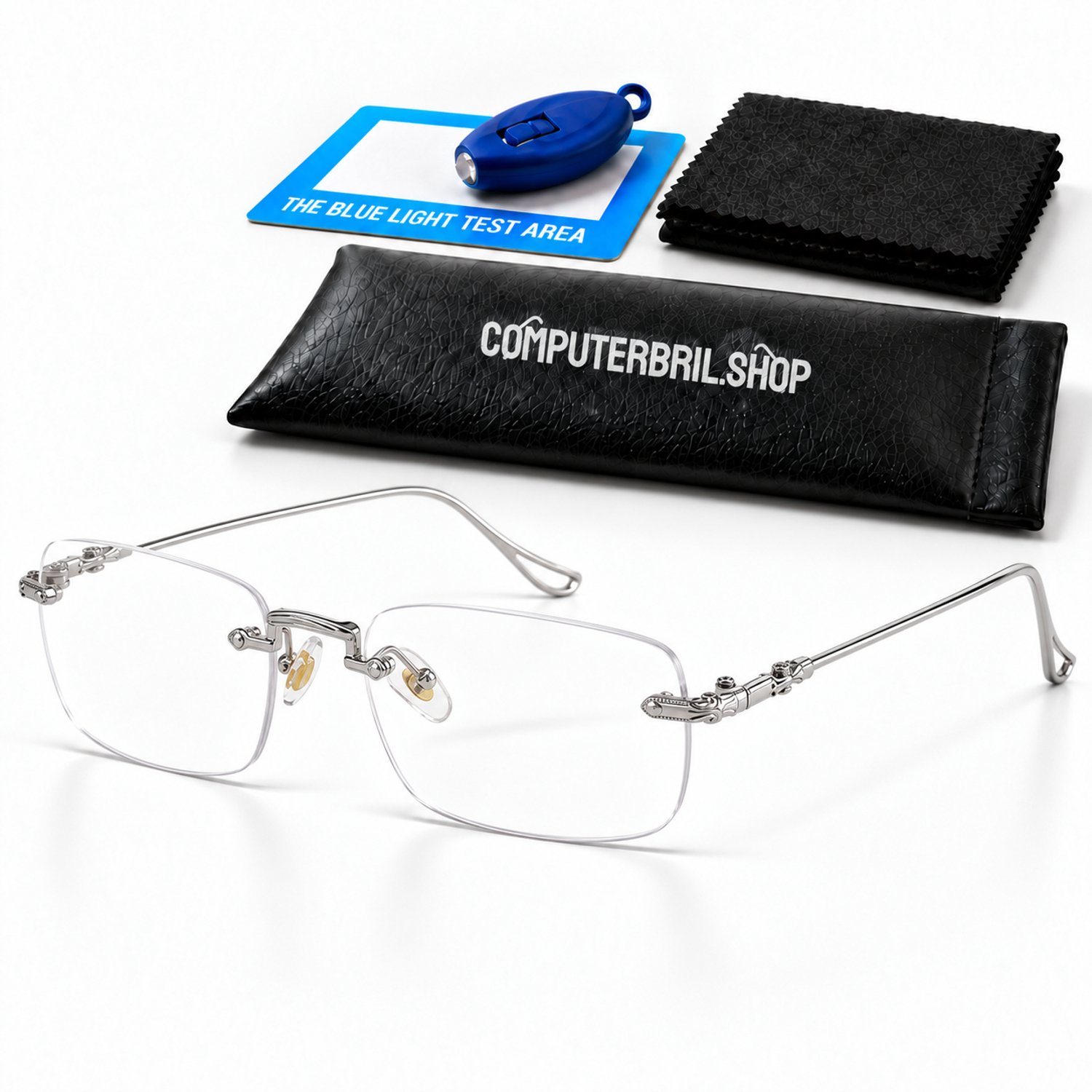 Computerbril | ROME | Zilver | Randloze Anti Blauw Licht Bril | Beeldschermbril