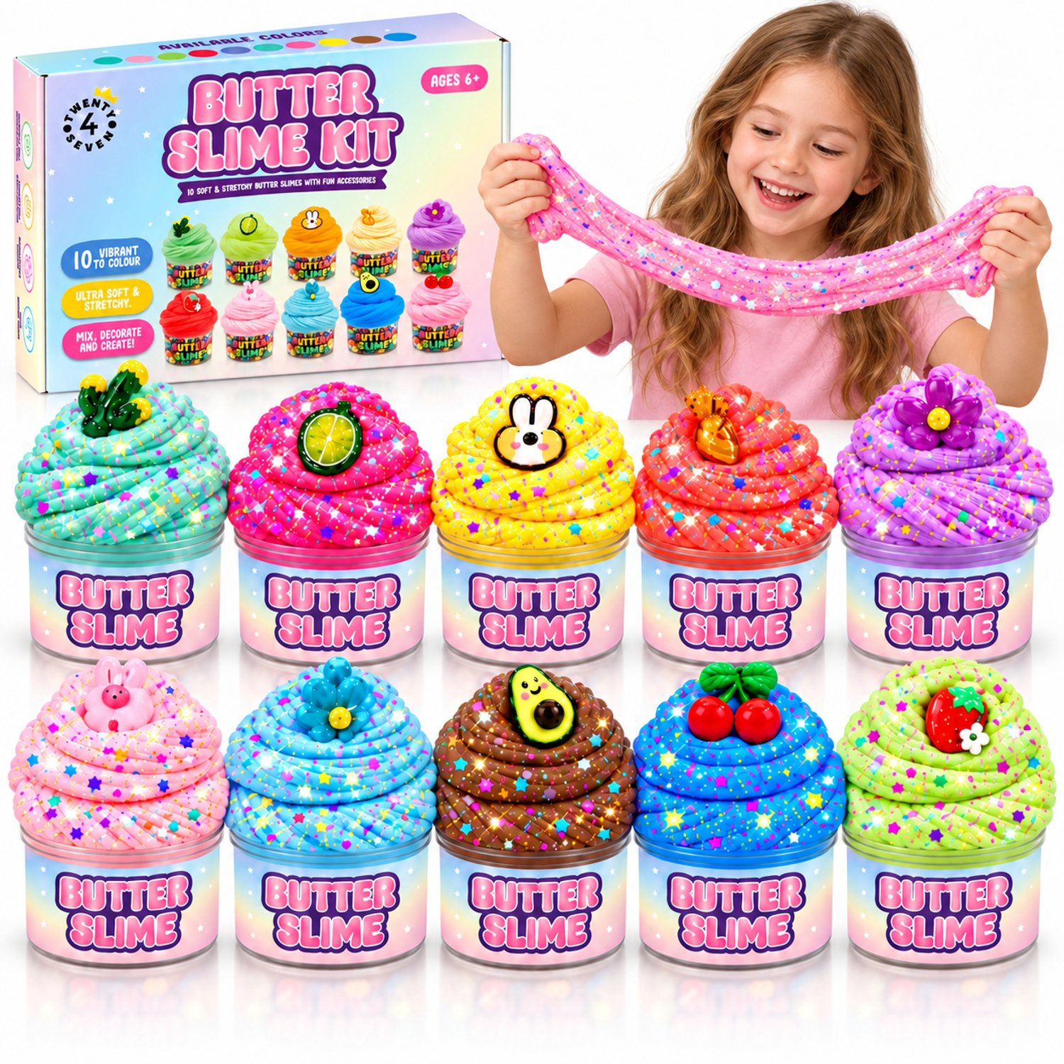 Twenty4seven® Slijm Set met 10 Cupcakes - 70ML - Cupcake Maken Pakket - Slime Kit Knutselset & Knutselpakket - Knutselen voor Meisjes en Jongens vanaf 5 Jaar - Sinterklaas Cadeau en Kerstcadeau