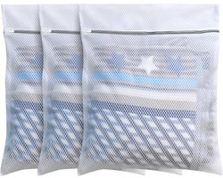 OKWISH Set Van 3 Waszakken Beschermend - Wasnetten - Bescherm je Wasgoed en Wasmachine - Voor Fijne Was en Reizen - 30x40 40x50 50x60 cm - Dacron Mesh - Wit