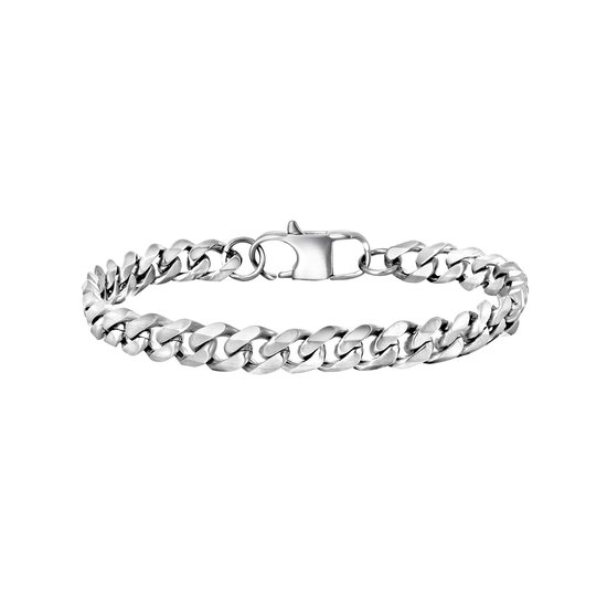 Zilverkleurige schakelarmband met gesp.