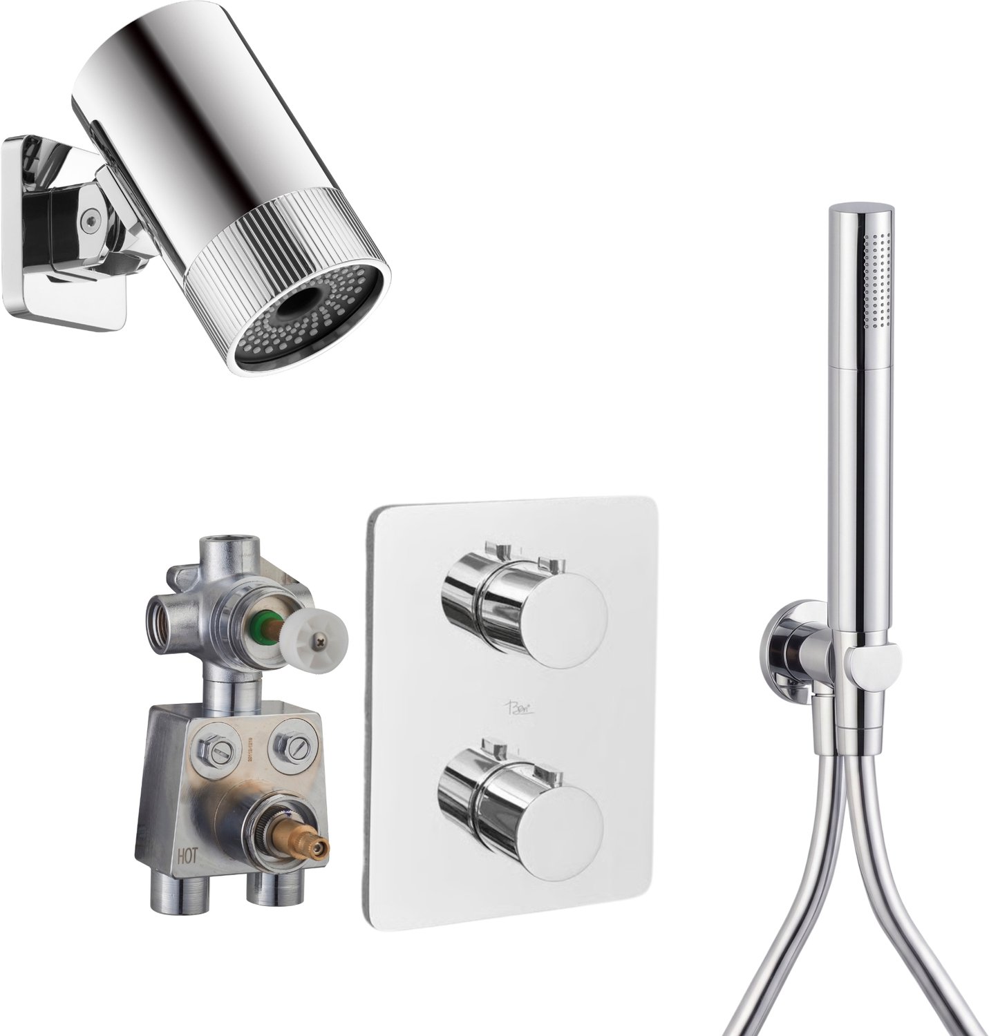 Ben Lavion inbouw regendoucheset met spot hoofddouche chroom