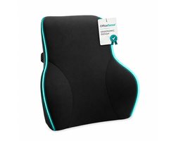 OfficeSense Ergonomisch Rugkussen – Groot Lendekussen – Rugsteun Onderrug voor Bureaustoel, Auto, Bank & Bed – Zwart