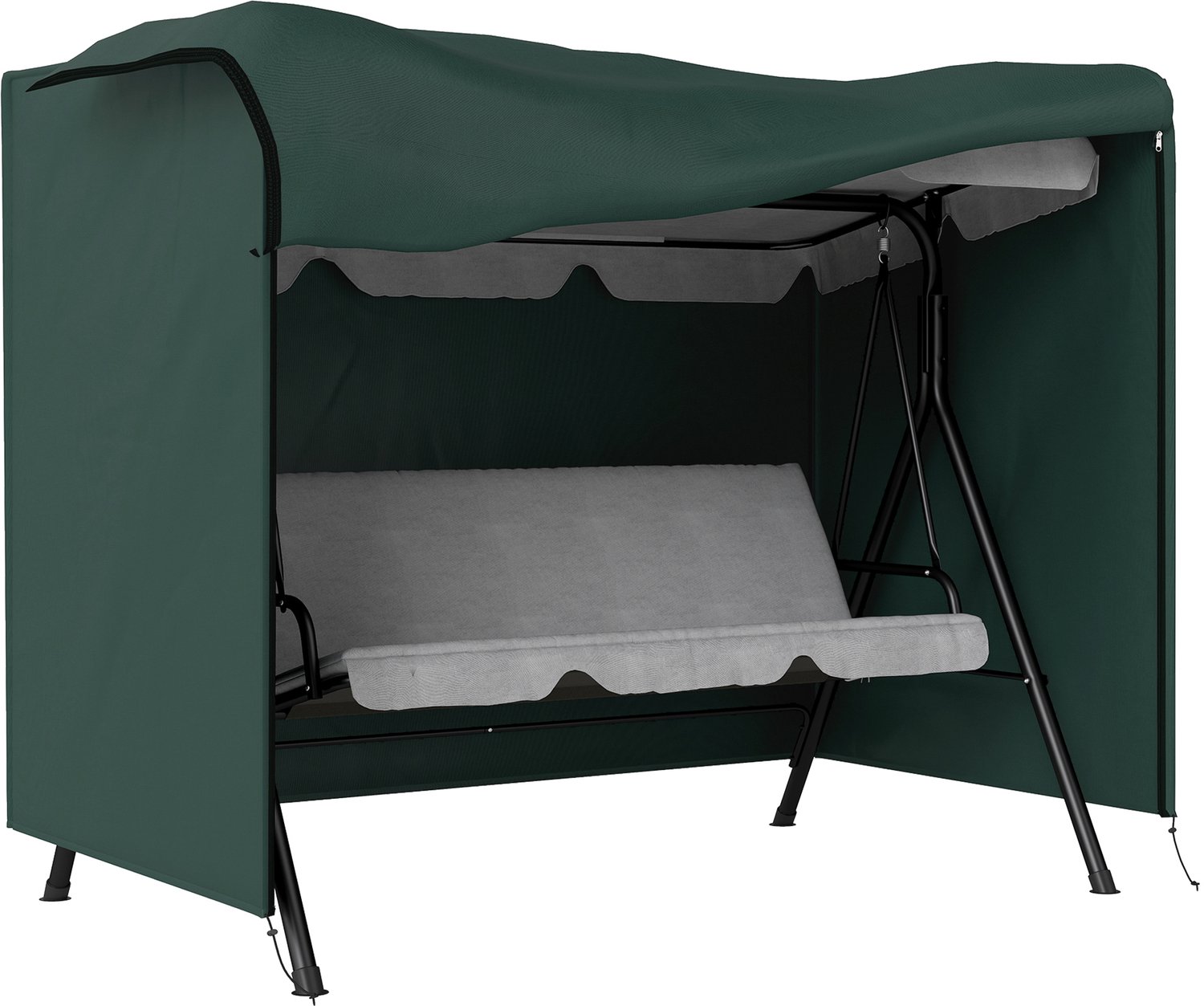 Sunona Beschermhoes voor Hollywoodschommel - Voor 3-zits schommelbank - Met ritssluiting - 205 x 124 x 164 cm - Donkergroen