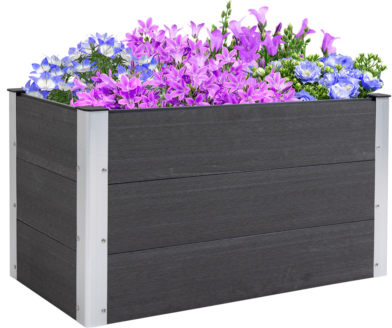 Sunona Verhoogde plantenbak van WPC en aluminium - Voor tuin en balkon - 100 x 50 x 55,5 cm - Grijs