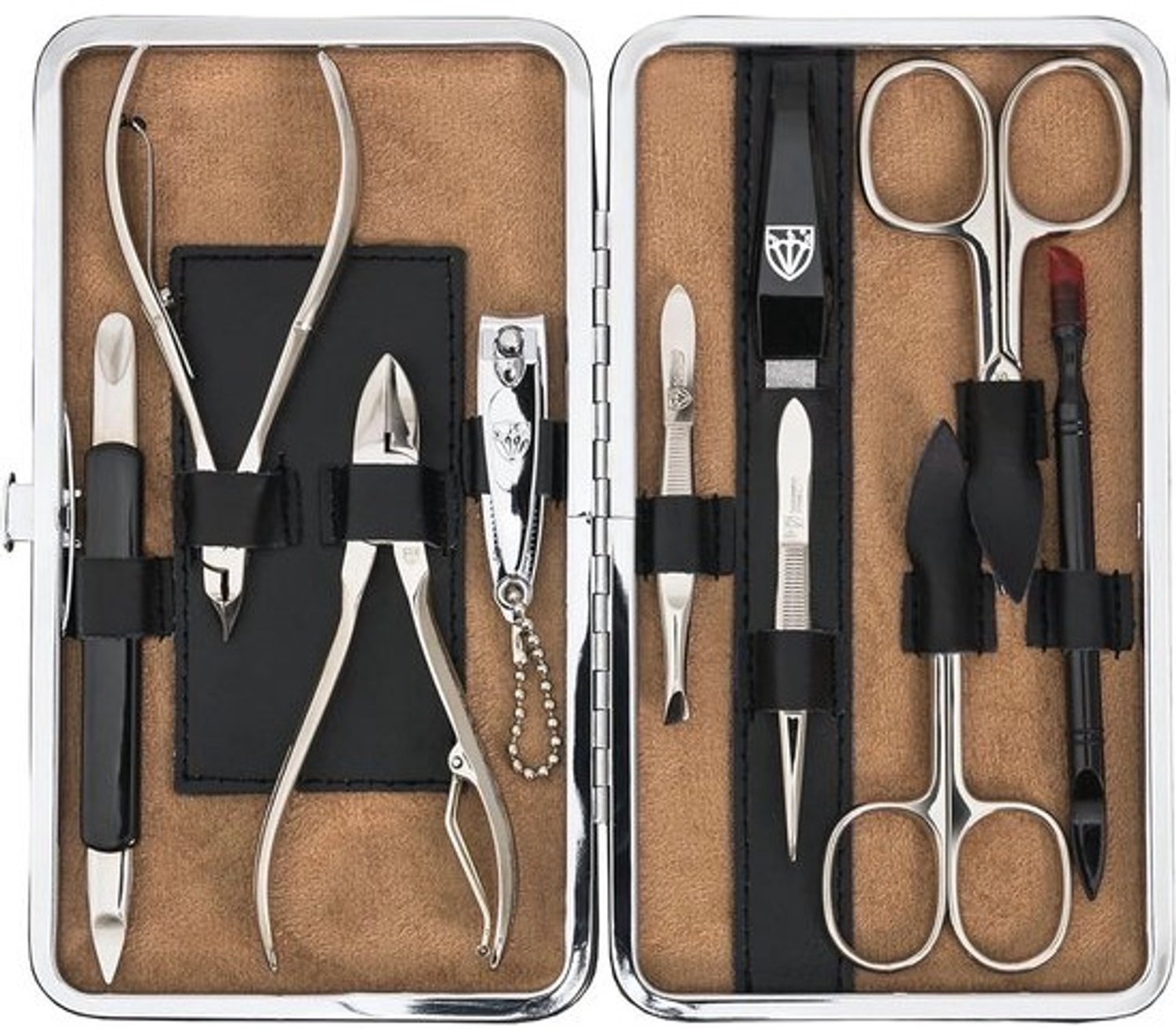 10-delige manicure set in leren etui - Nagelverzorging voor thuis