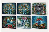 6stuks - Painting Kerstkaarten - diamond painting kaarten - diamond painting kaarten kerst - Christmas kaarten met enveloppen - diamond painting volwassenen -DIY Wenskaarten - Painting Kerstkaarten - Diamond painting complete set