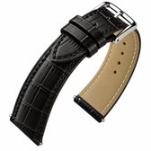 Bracelet de Montre Alligatorgrain avec Goupilles de Bracelet Echangeables Cuir de Veau Zwart 22mm