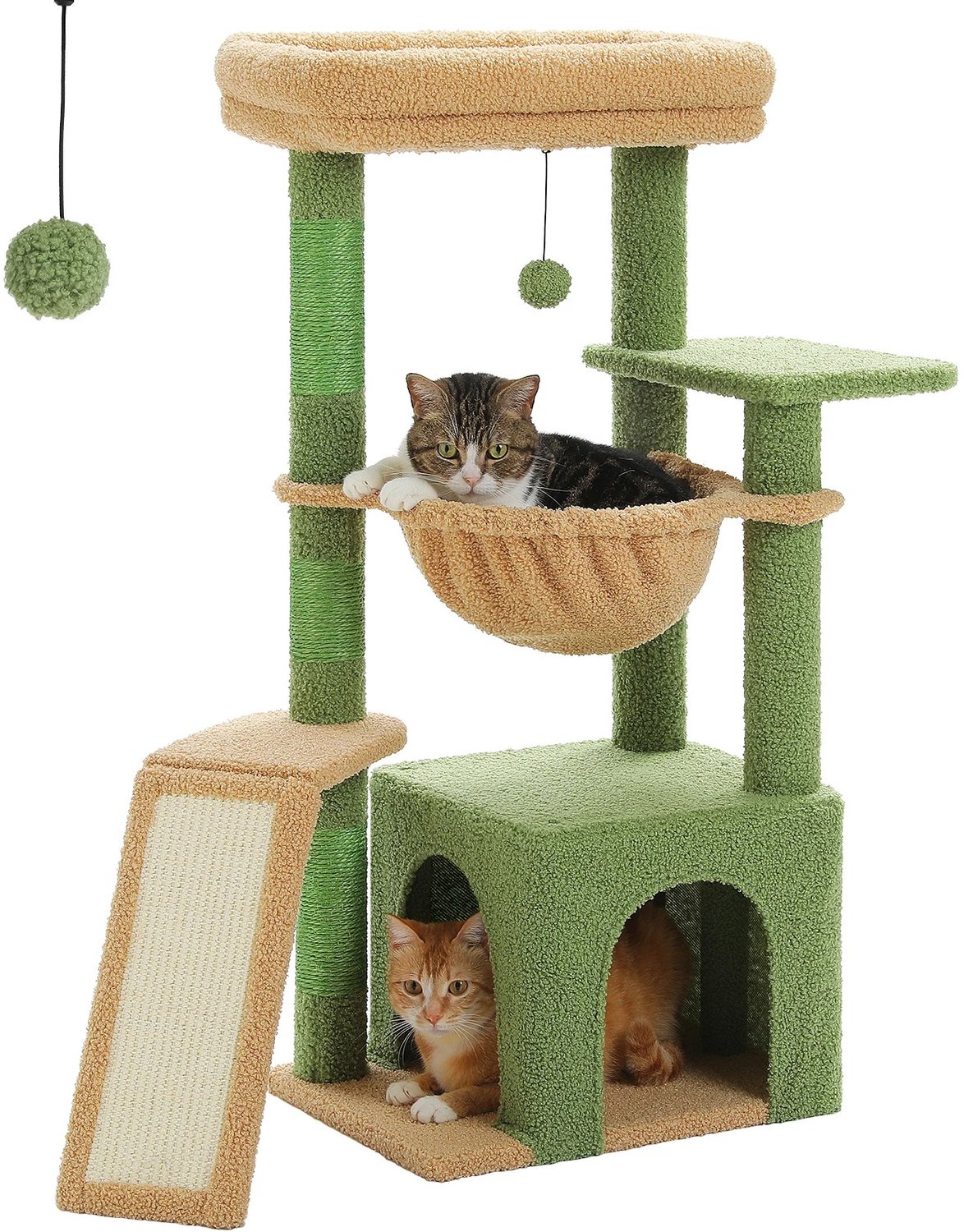 Lamor Kattenkrabpaal - Katten Krabpalen - Krabpaal - Kat - Kattenspeelgoed - Kattenhuis - Kattenboom - Groen - 92 x 40 x 30 cm -
