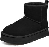 Olanly - Dames Snowboots - suède Boots - Warme winterschoenen dames - Antislip dikke zool - Verdikte voering van imitatiewol - Zwart - 42 - Geschikt voor voetlengte van 26.99cm