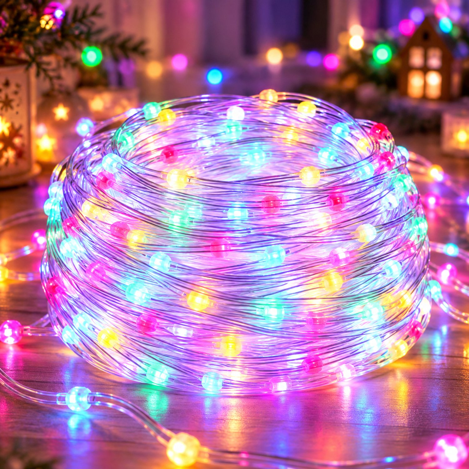 Rosnek Lichtsnoer Kerstverlichting 800 LED 100 m - Lichtslinger Buiten met IP44 Adapter - 8 Lichtstanden & Geheugenfunctie - Fairy Lights & Tuinverlichting voor Tuin, Bruiloft & Horeca - Multicolor