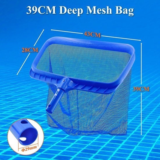Zwembad - schepnet - Vuilnet - Houdt het water schoon - Versterkt frame - 43 cm breed - Blauw — afbeelding 2