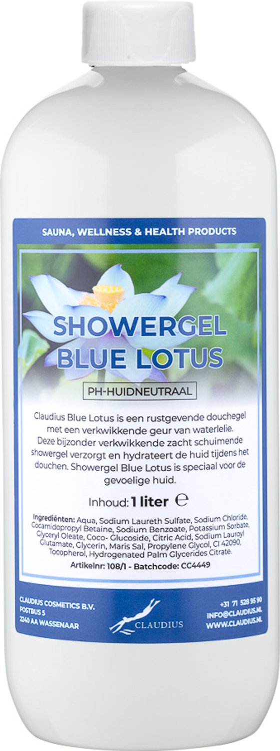 Claudius Douchegel Blue Lotus 1 liter - showergel - navulling - voordeelverpakking