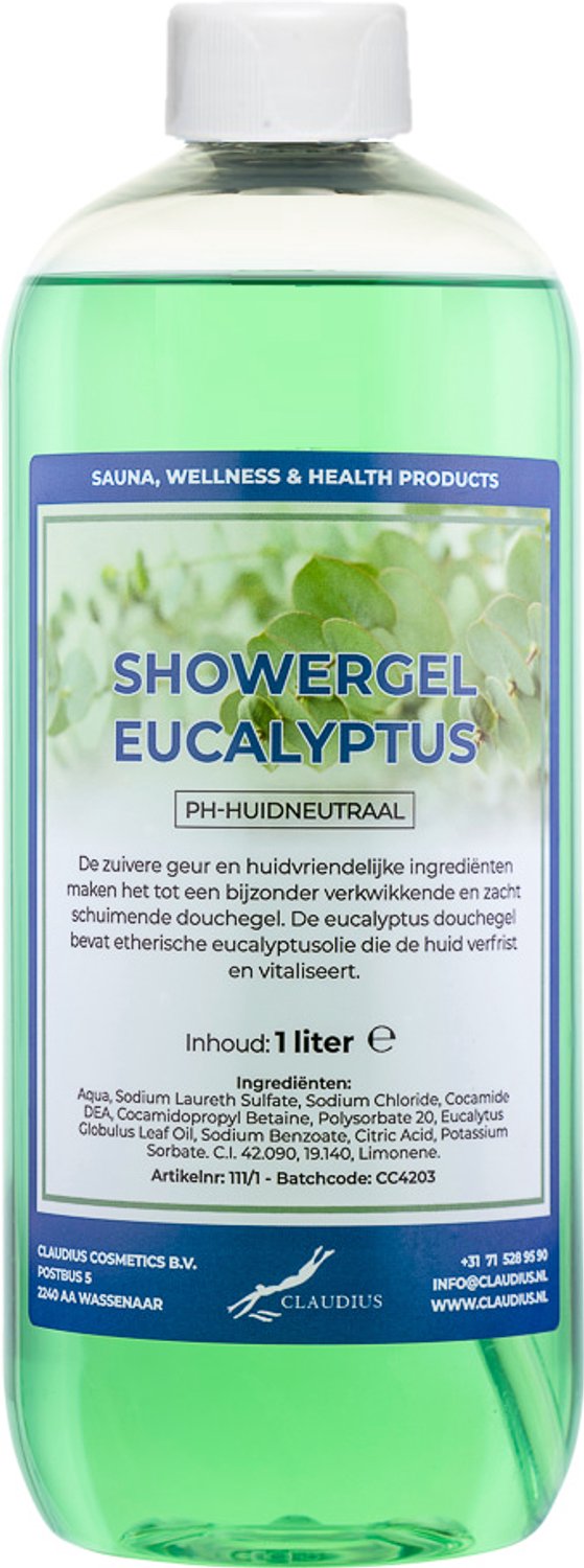 Claudius Douchegel Eucalyptus 1 Liter - showergel - navulling - voordeelverpakking