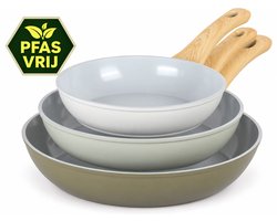 Maison & Kitchen - Koekenpan Inductie Koekenpannenset PFAS vrij serie - 3 delig pan - inductie…