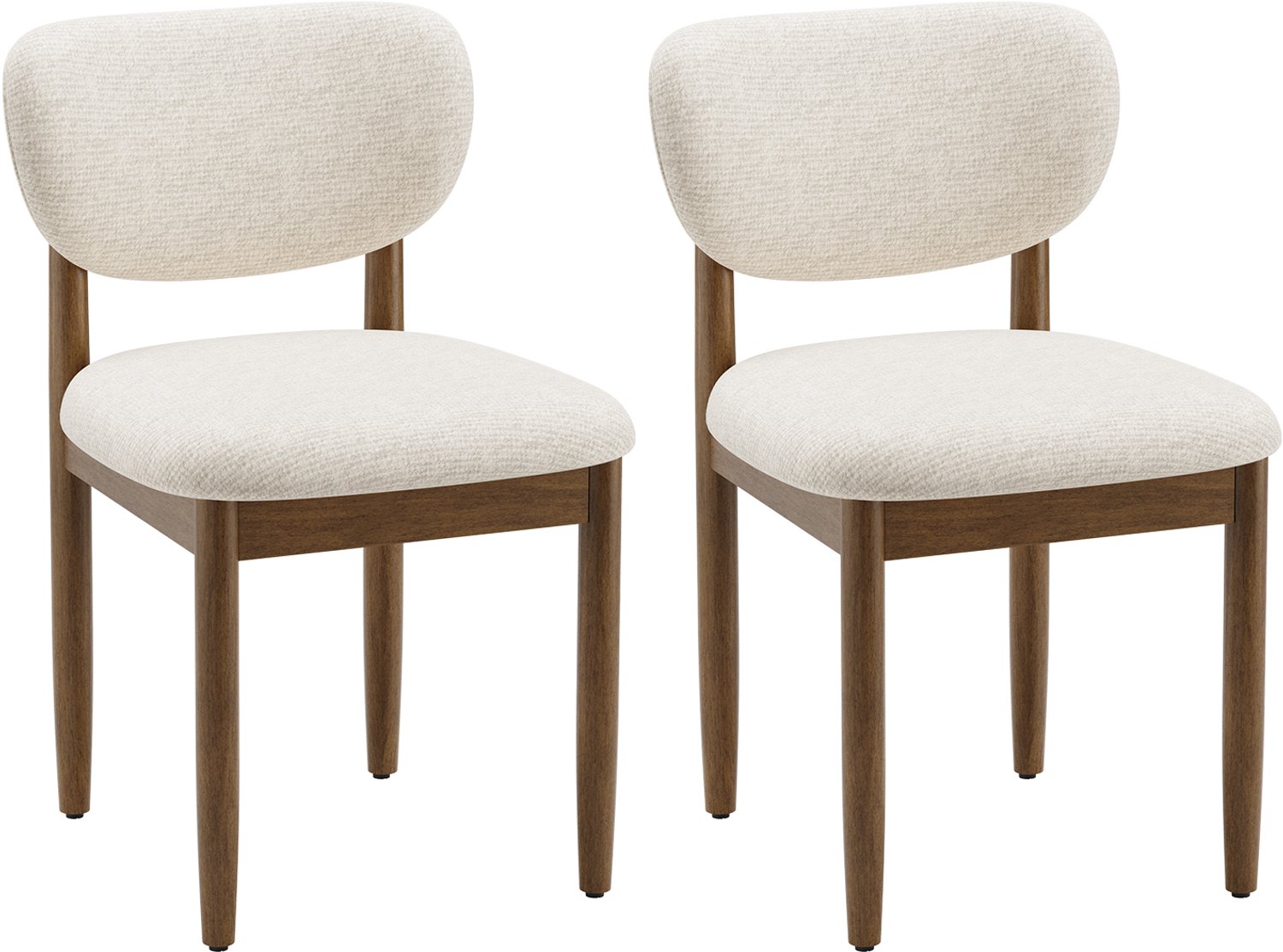 COLAMY Eetkamerstoelen Set van 2 – Chenille – Houten Poten – Ergonomische Rugleuning – Beige