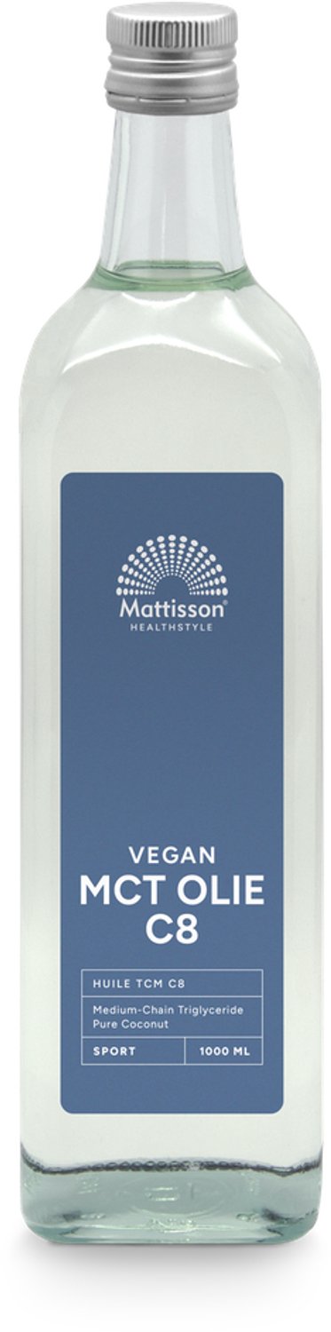 Mattisson - MCT Olie C8 - 99% Caprylzuur - Medium-Chain Triglyceride Vetzuur - Vegan Voedingssupplement - Neutrale Smaak - 1 Liter