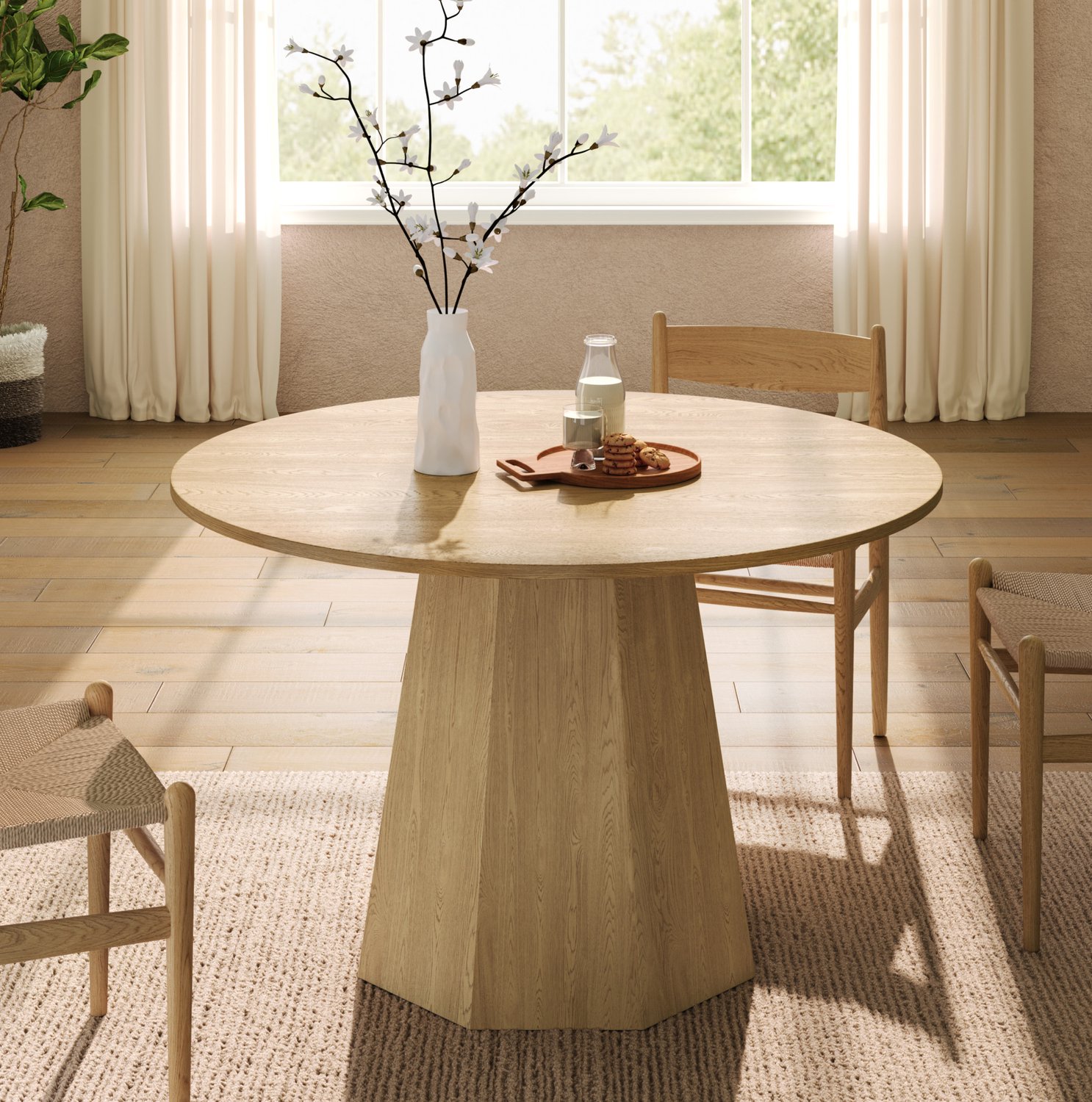 Maisentiel Ronde eettafel 120 cm - voor 4-6 personen - MDF - eikenkleur