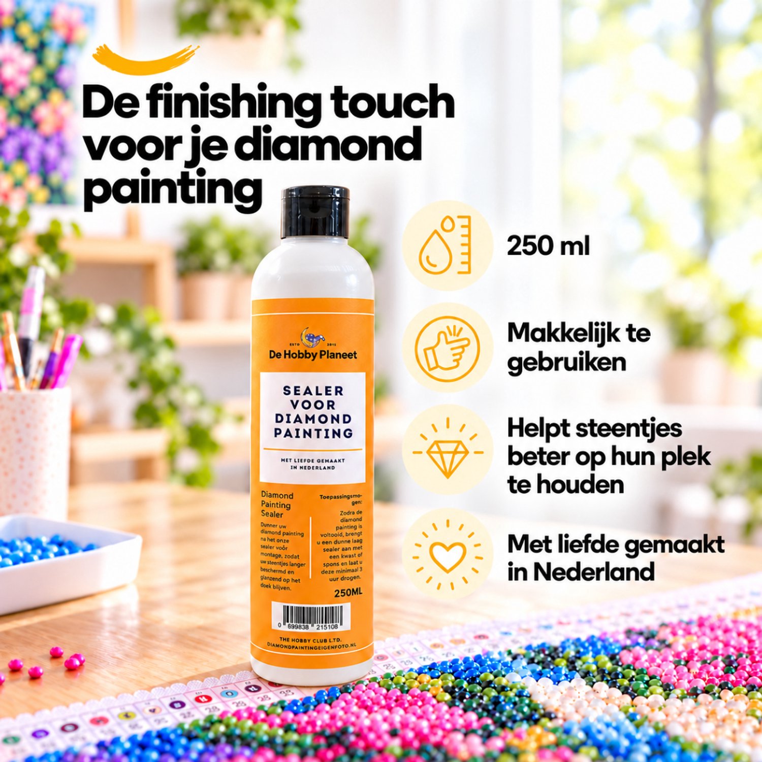 Diamond Painting Sealer 250ml - Diamond Painting Accessoires - Vernis - Afdichting — afbeelding 2