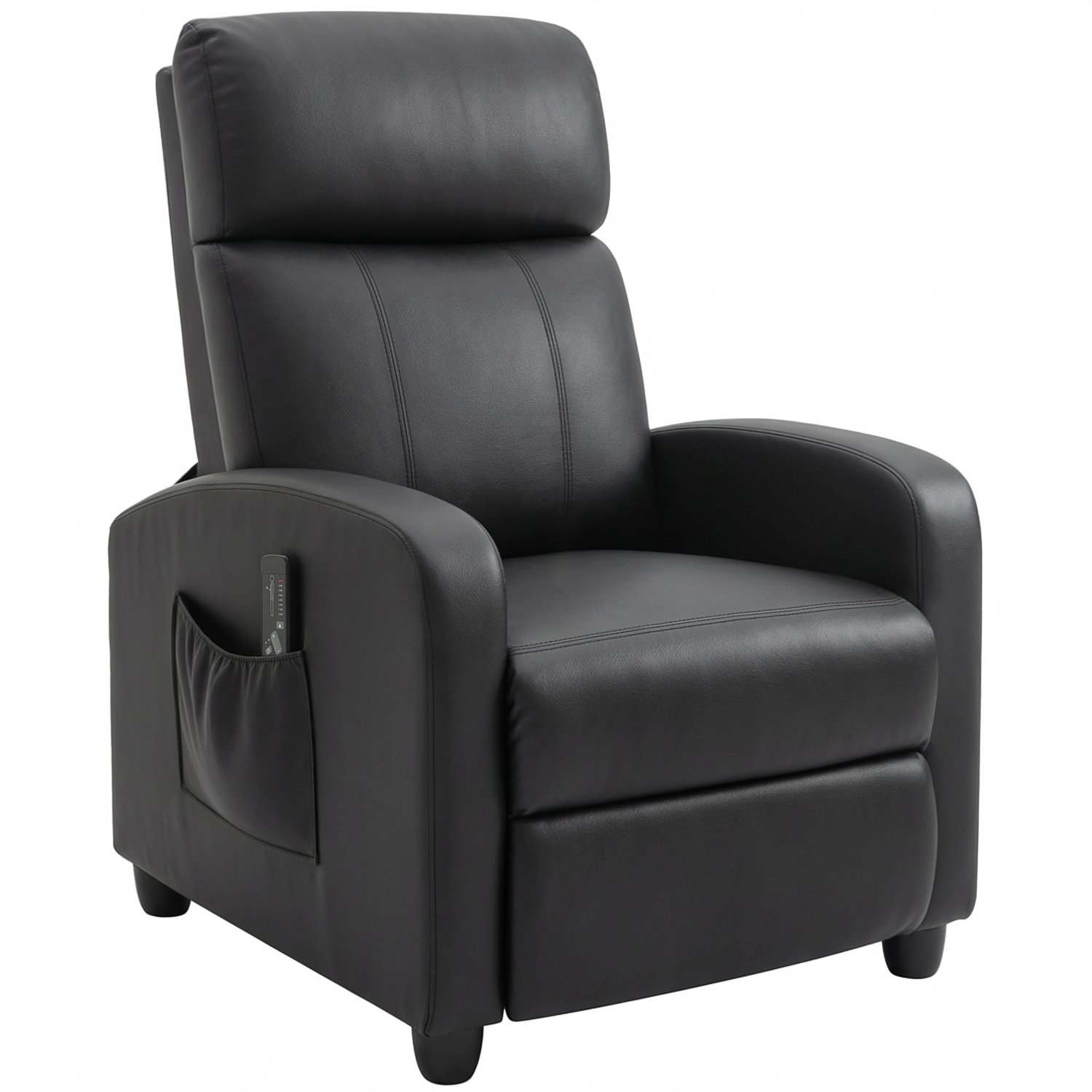 Homona Massagefauteuil - Met 2 vibratiepunten en 5 intensiteitsstanden - Rugleuning verstelbaar tot 150° - Met voetensteun en afstandsbediening - Kunstleer - 68 x 88 x 98 cm - Zwart