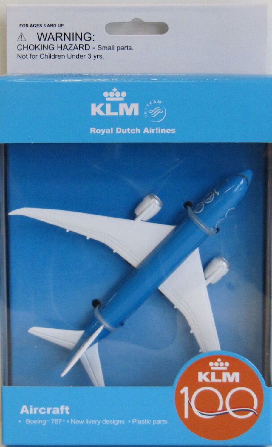Speelgoedvliegtuig KLM "100" boeing 787 lengte 13cm