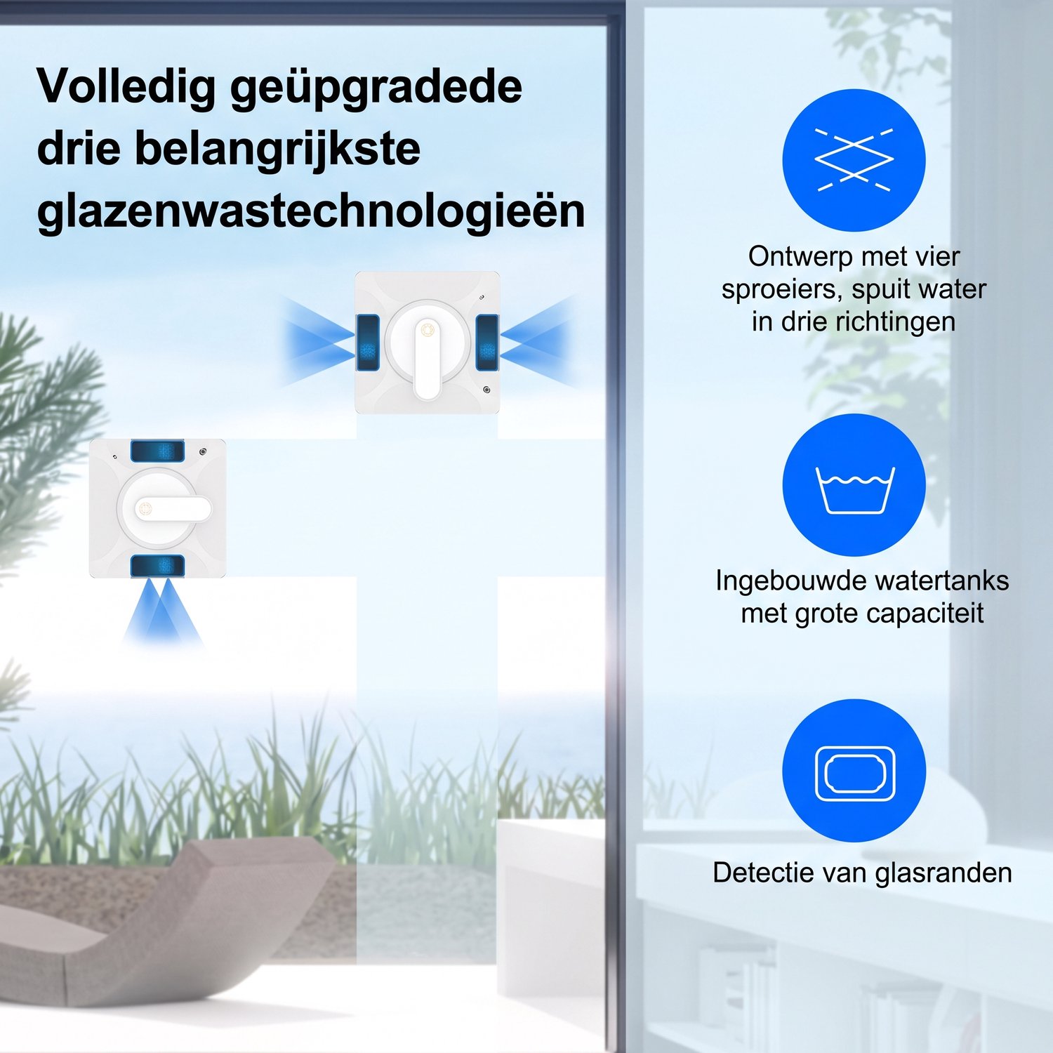 Tremeo Robot Ramenwasser - Raamrobot - Elektrische Ramenwasser - Auto waterspray - 3000 Pa Zuigkracht - App & Afstandsbediening thumbnail 2