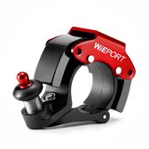 Wieport Compacte Fietsbel - Luid & Helder Geluid - RVS Aluminium - Universele Montage - Rood