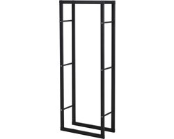 Verticaal brandhoutrek van metalen buizen tot 100 kg - 60x25x150 cm zwart