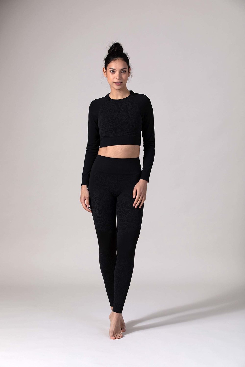 REVIVE Viane - Sportlegging Dames - High Waist, met Print, Yoga - Jet Black - Maat S