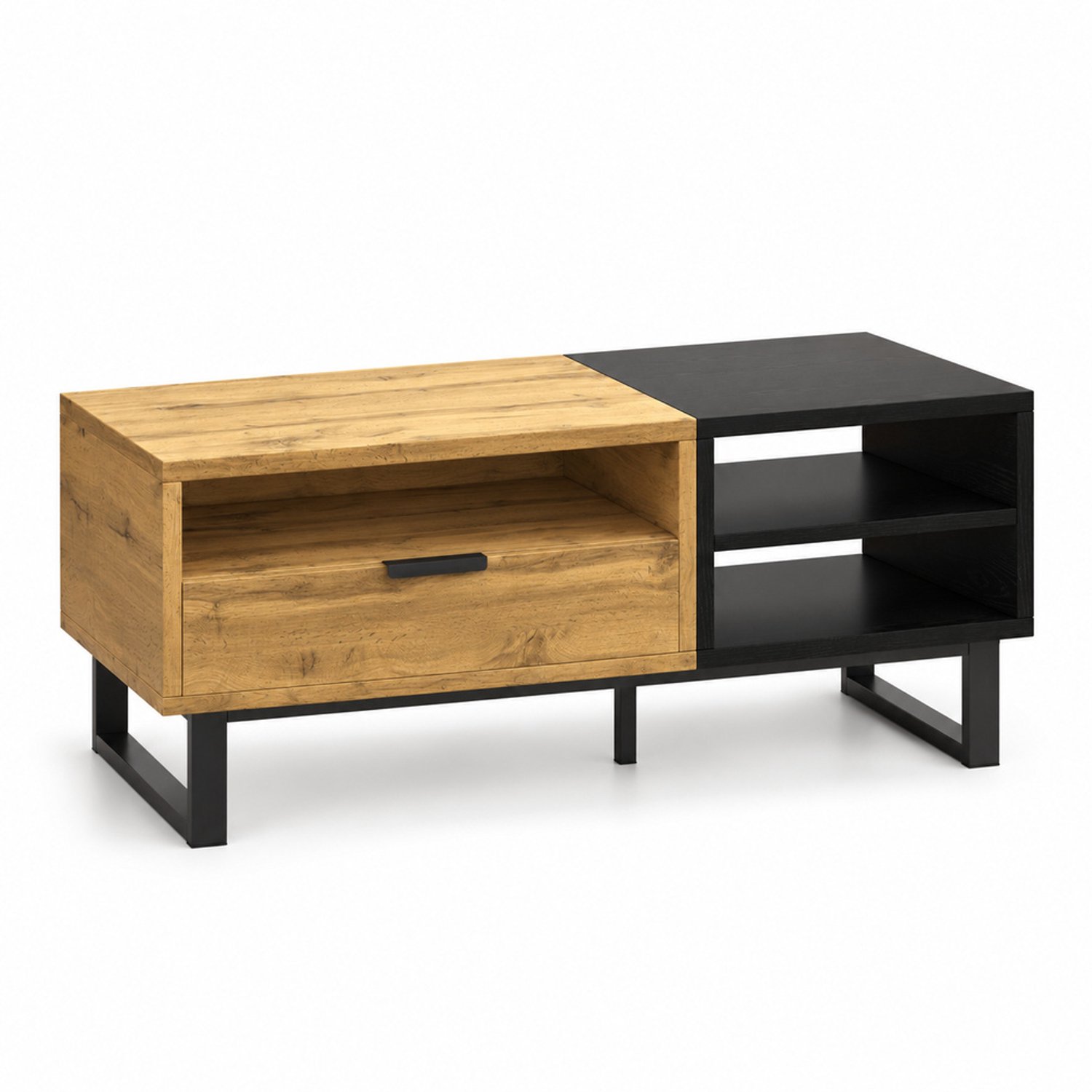 LONG DRAGON – Salontafel – 3 open vakken en 1 lade – Naturel – 100 × 50 × 40 cm