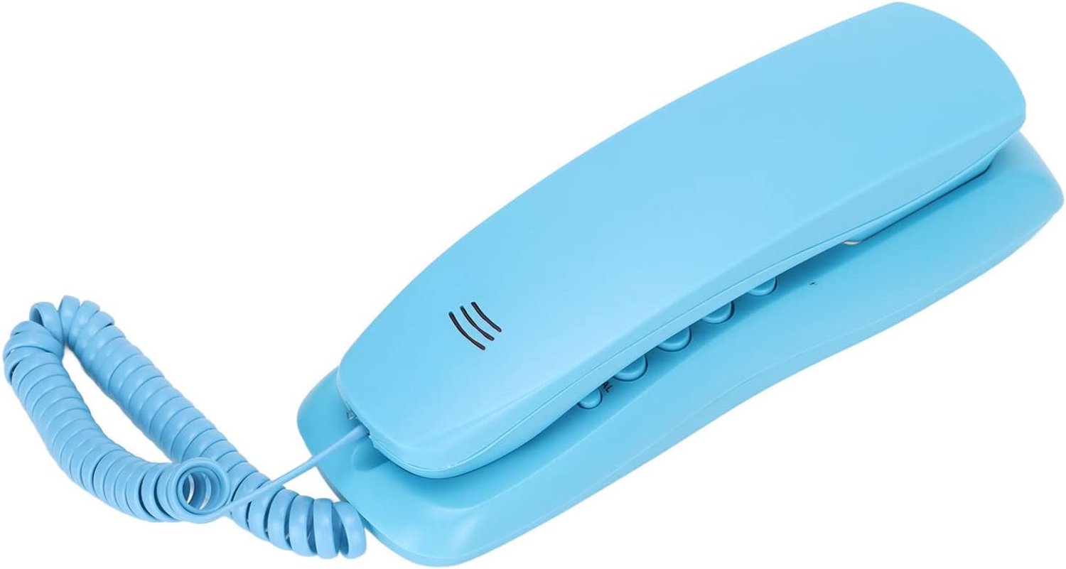 Vaste Telefoon met Snoer - Muurmodel - Blauw - Ideaal voor Kantoor en Hotel - m-winkel