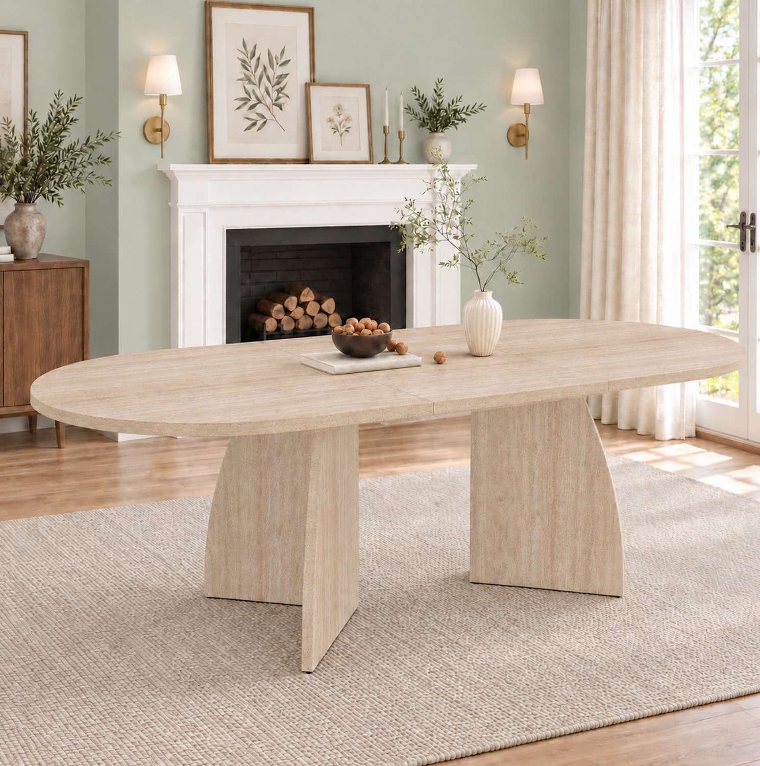 STILVORA Eettafel - Uitschuifbaar Van 150 Tot 200 Cm - Voor 6 Tot 8 Personen - Travertinlook MDF - 200x90x75 Cm - Beige Travertine