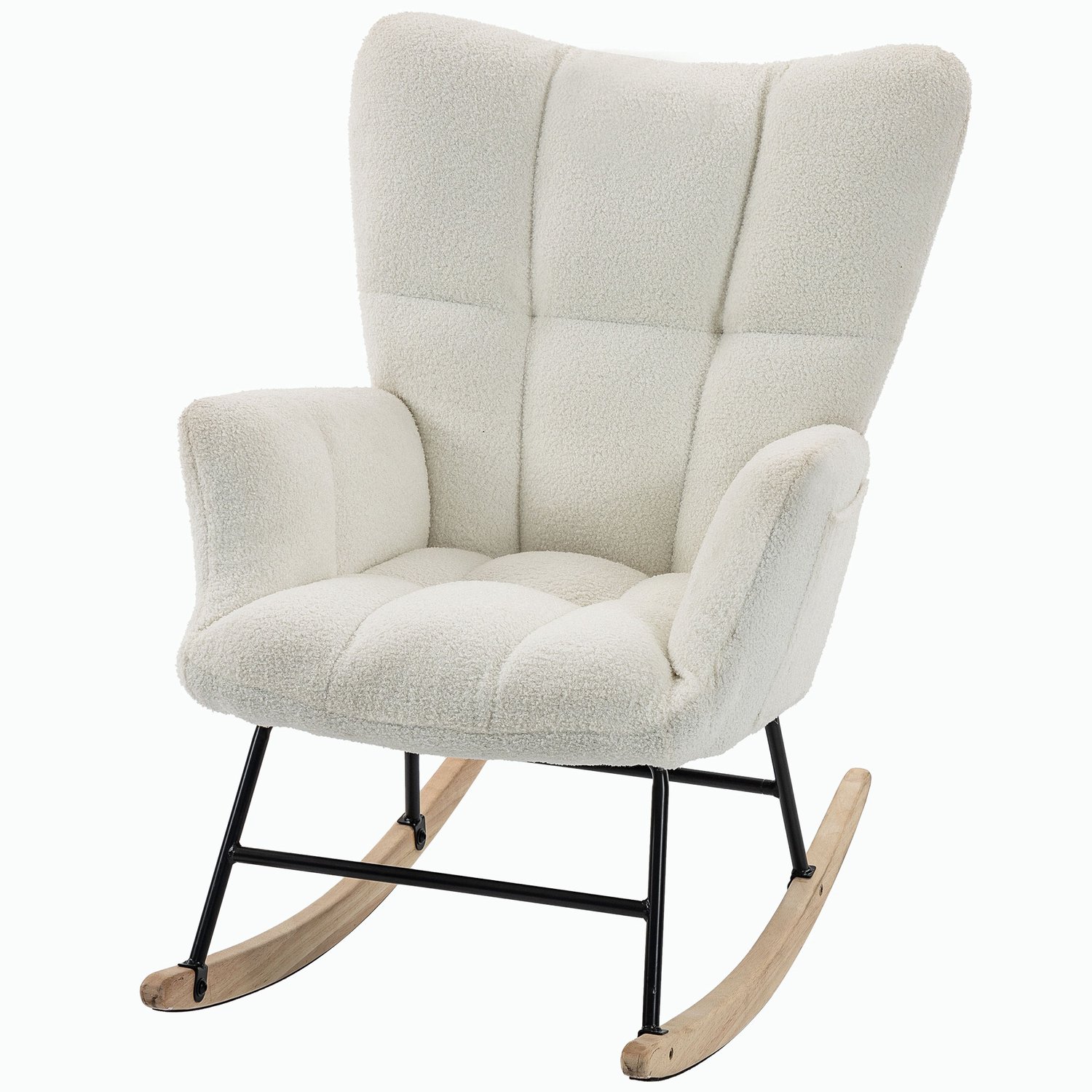 MUVANO Fauteuil à Bascule Confortable - Design Élégant avec Accoudoirs Évasés - Stabilité Optimale - Confort Optimal pour Lecture - 90x66x90cm - Intérieur Apaisant - Crème