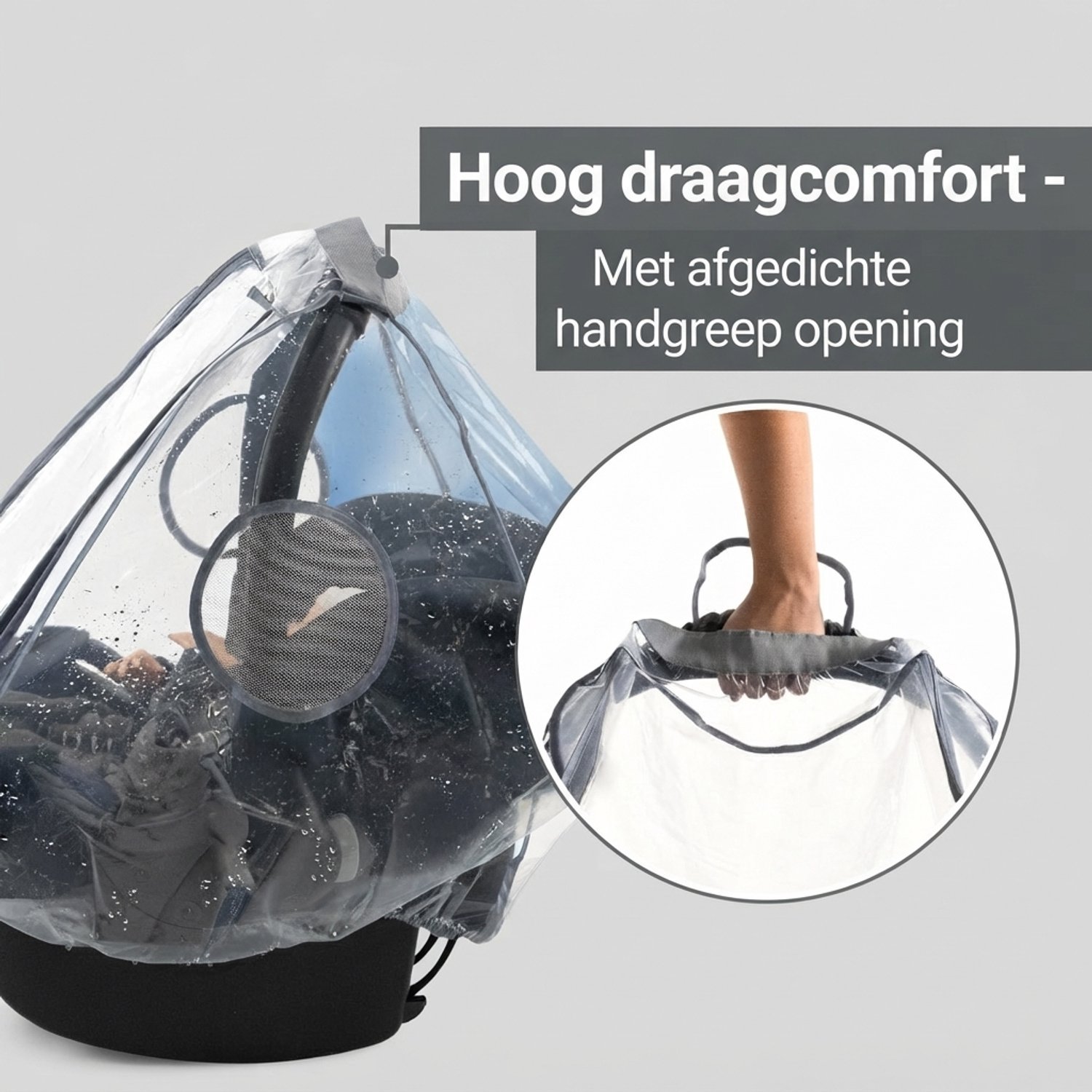 Livatto Universele regenhoes voor babyautostoel met rits en ventilatie - transparant, geschikt voor Maxi-Cosi, Cybex, Graco, Joie, Nuna – foto 2