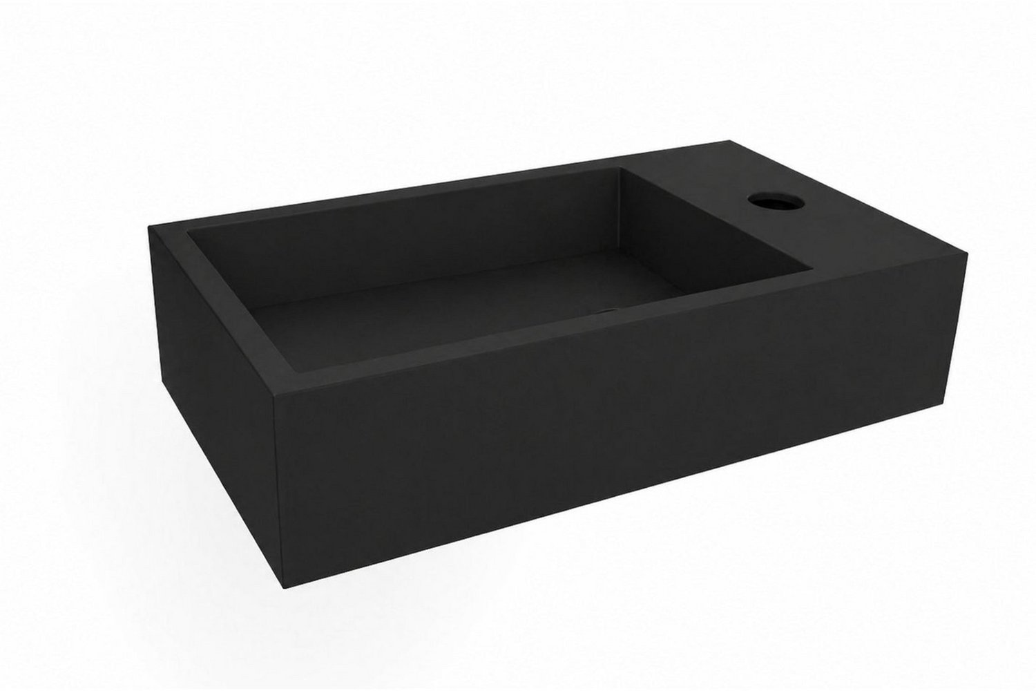 Wiesbaden Lotte Fontein Rechts 40 x 22 x 10 cm Solid Surface - Mat Zwart