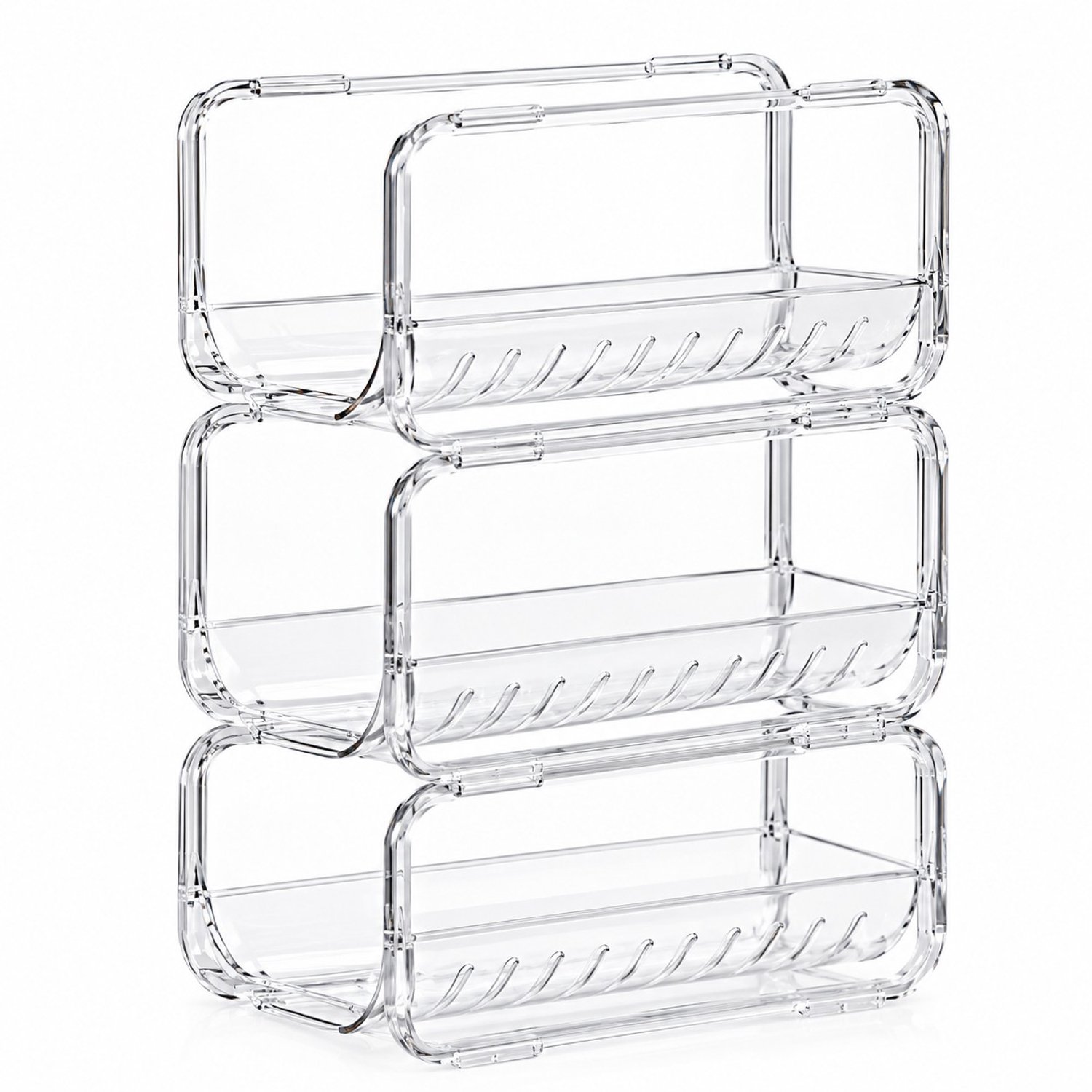 Acryl opbergbox - organizer voor krultang, stijltang en föhn - voor haarstylingapparaten en accessoires - badkamer organizer - transparant - 20,3 x 10,5 x 10,3 cm - 3 stuks