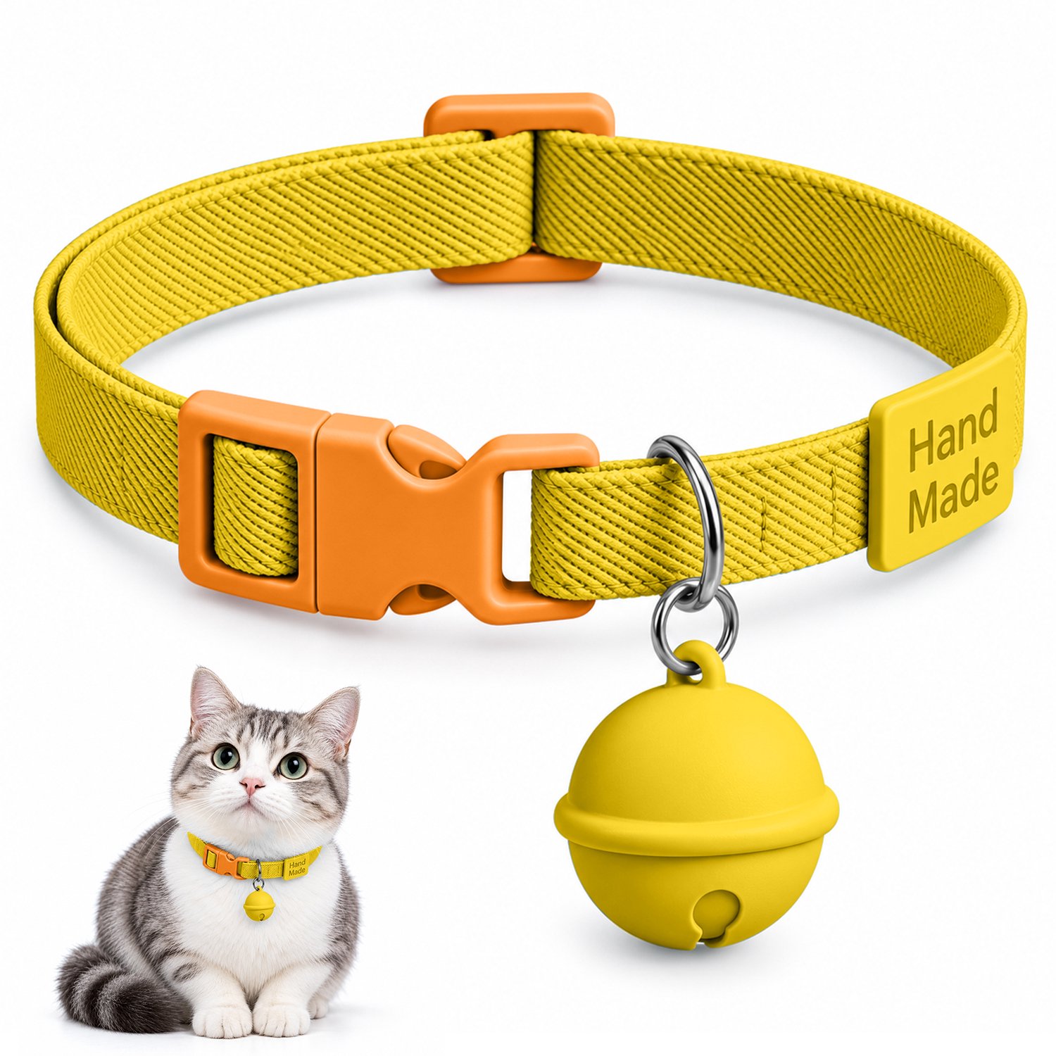 Huisdiertracker met halsband - locatiezoeker voor honden en katten - draadloze tracker zonder abonnement - geschikt voor kleine huisdieren(Geel)