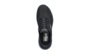 Bovenaanzicht van een zwarte Skechers instapper met veters en mesh.