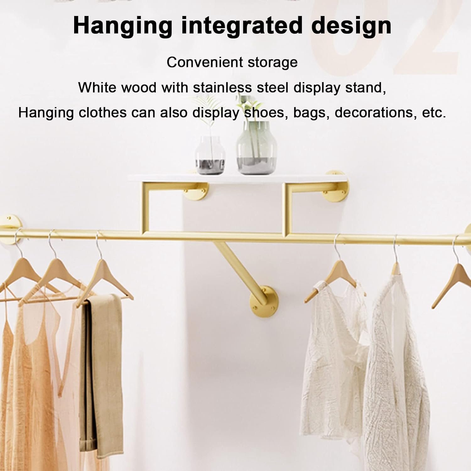Luxe Roestvrij Stalen Wandmontage Kledingrek met Bovenplank - Industrieel Zwaar Belastbaar Kledingpresentatiesysteem voor Retail, Kledingwinkels en Thuis - Lengte 200cm tot 400cm (Afstand tot Muur 28cm)