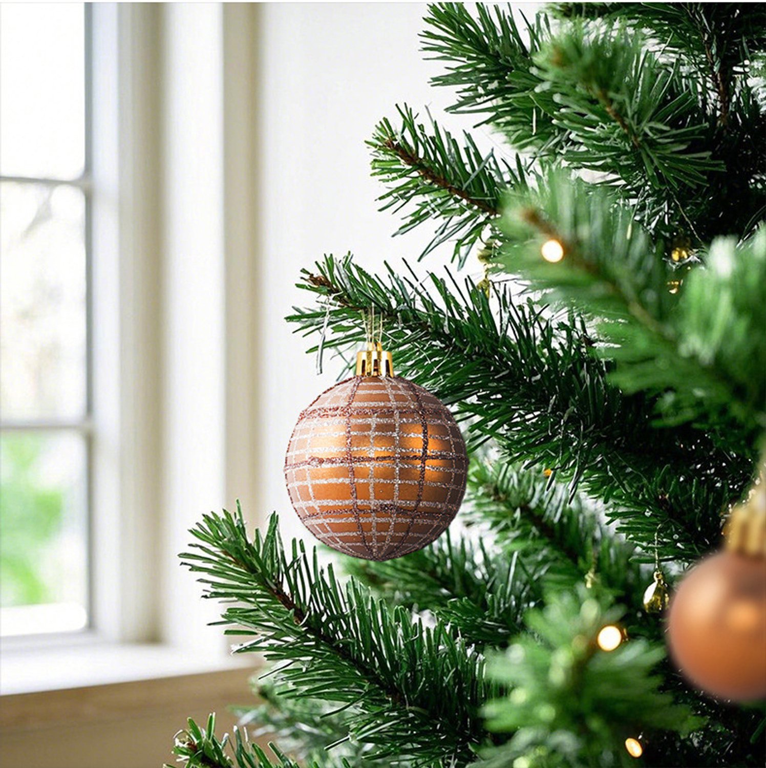 Kerstbal decoratieset 53 stuks- gevarieerde vormen met dennenappels en vormgevallen ballen- handbeschilderde kerstboom hangornamenten- luxe kerstdecoratie voor etalage en binnen – foto 6