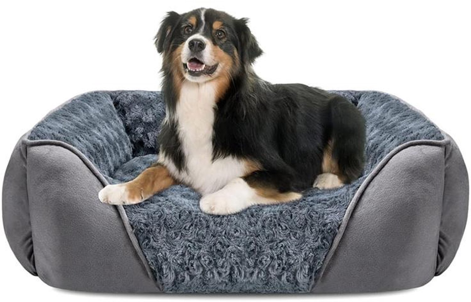 KZQ Hondenmand - Huisdiermand - Wasbaar - Pluche hondenmand - Antislip - 80x65x17 cm - Geschikt voor kleine honden - Grijs