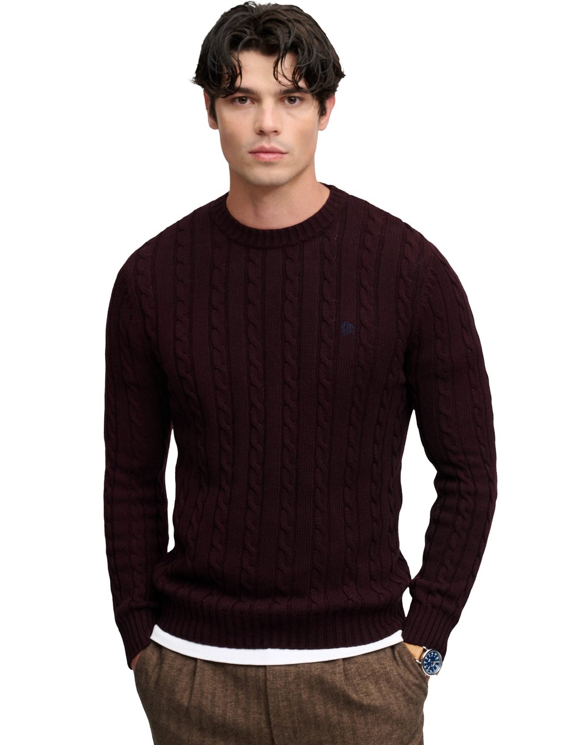 Superdry Cable Knit Trui met normale pasvorm Heren Sweaters Winter Port