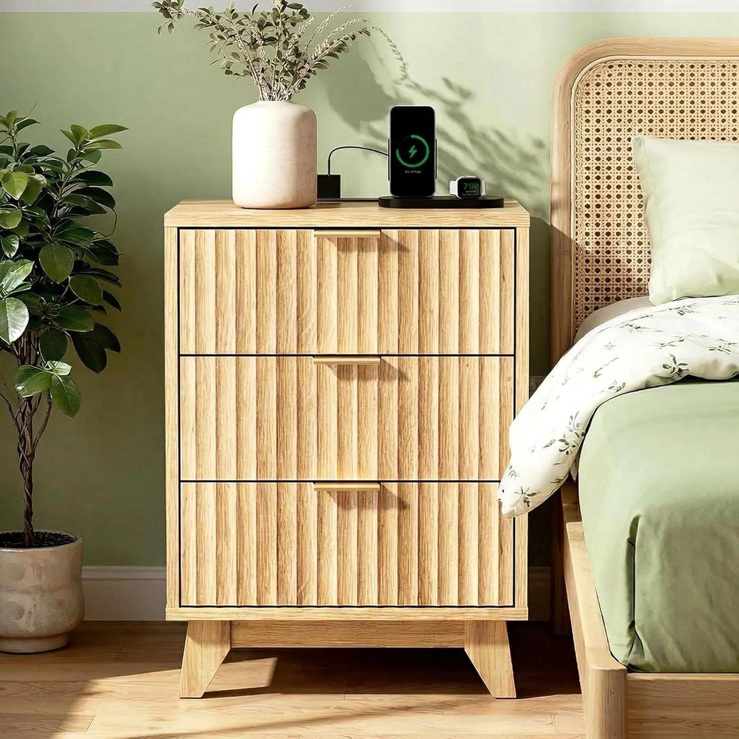 LEADZM Nachtkastje met 3 lades - Eiken - 45 x 30 x 60 cm